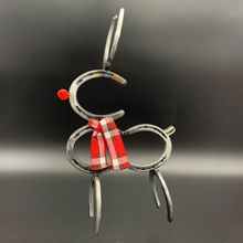 Load image into Gallery viewer, Horseshoe Rudolph Reindeer Christmas Decor Metal Art Sculpture