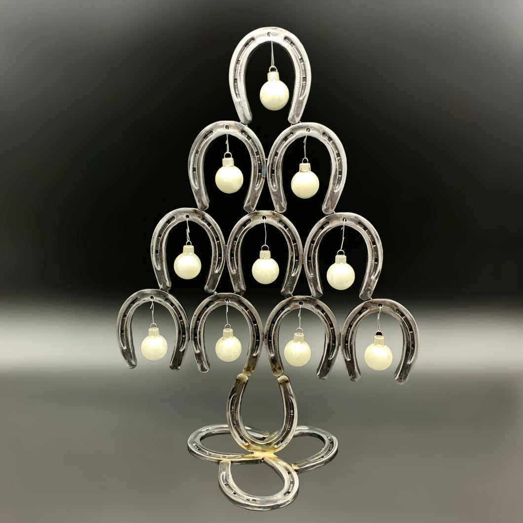 Horseshoe Tree Christmas Decor Metal Art Sculpture