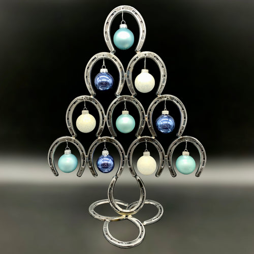 Horseshoe Tree Christmas Decor Metal Art Sculpture