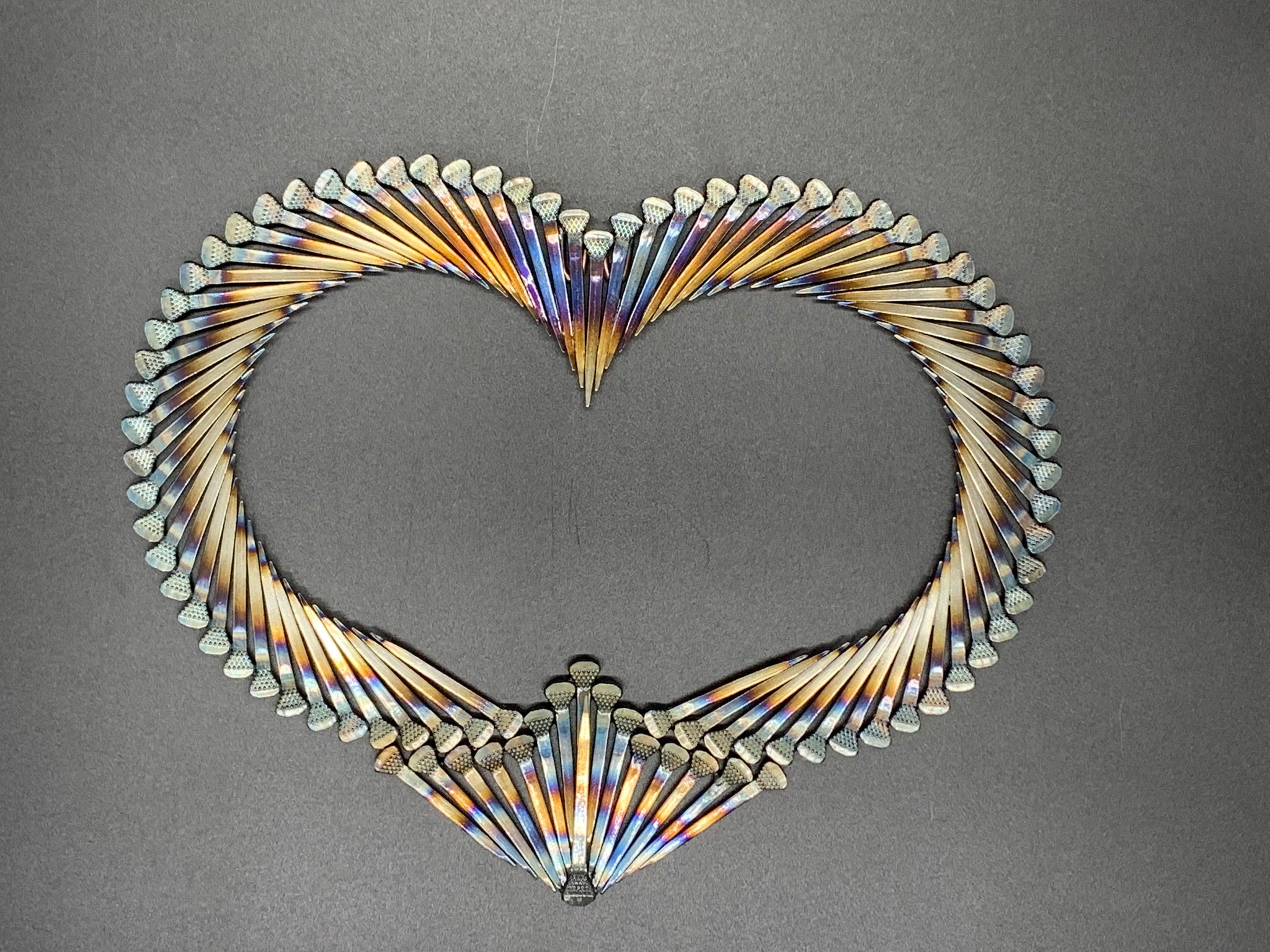 Welded Nails Metal Heart Wall Sculpture - Tougher Than Nails