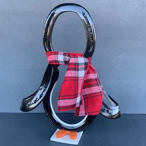 Horseshoe Penguin Christmas Decor Metal Art Sculpture