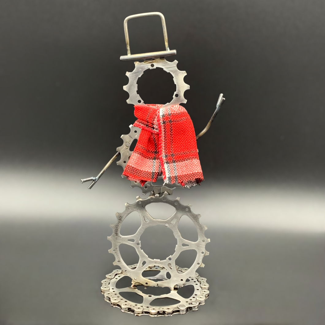 Sprocket Snowman Welded Bicycle Metal Art