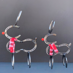 Horseshoe Rudolph Reindeer Christmas Decor Metal Art Sculpture
