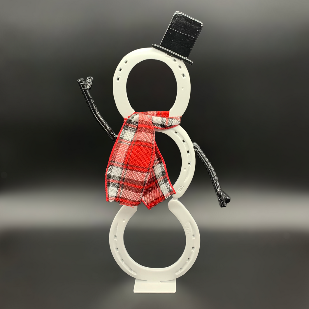 Horseshoe Snowman Christmas Decor Metal Art Sculpture